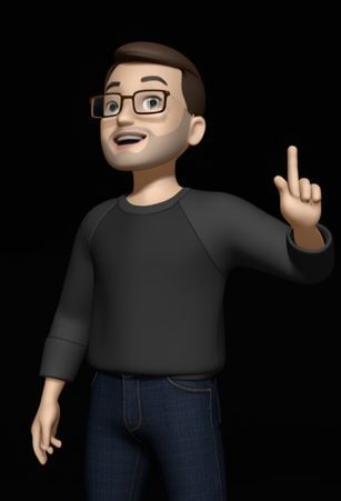 Jacob’s Memoji, with a finger raised as if having an idea